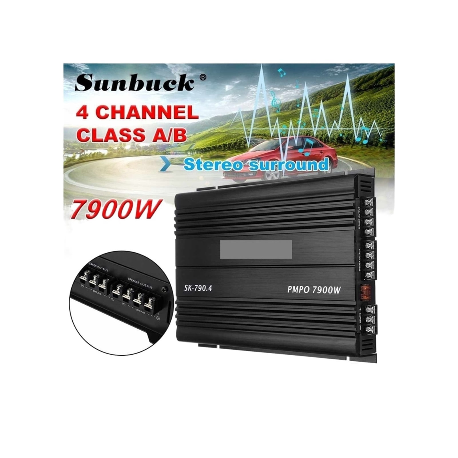7900W 4 Channel Car Amplifiers Subwoofer Speaker Audio Amplifier Vehicle Subwoofer Bass Amplifier Enclosure Auto Sound Car Audio