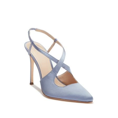 Pointed Toe Slingback Pump Shoes Pour La Victoire Cerry Pointed Toe Satin Slingback High-Heel Pumps, Periwinkle (5.5) ()
