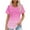 Hot Pink, variant on Raeneomay Short Sleeve Tunic Tops Fit Pleated Blouse Shirts Fashionable Women's Casual Short Sleeved Loose Round Neck Printed Top