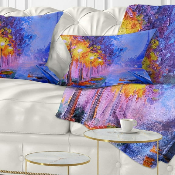 Designart View of Paris Eiffel Tower - Landscape Printed Throw Pillow - 12x20