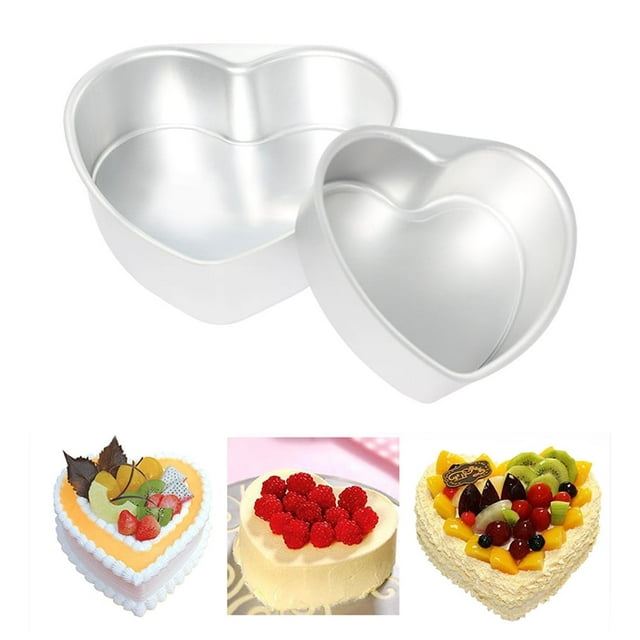 Moldes para pasteles Hariumiu Kitchen de 6, 8 y 10 pulgadas con forma de corazón y fondo extraíble, juego de moldes de aluminio con forma de corazón, molde antiadherente con capas de corazón para