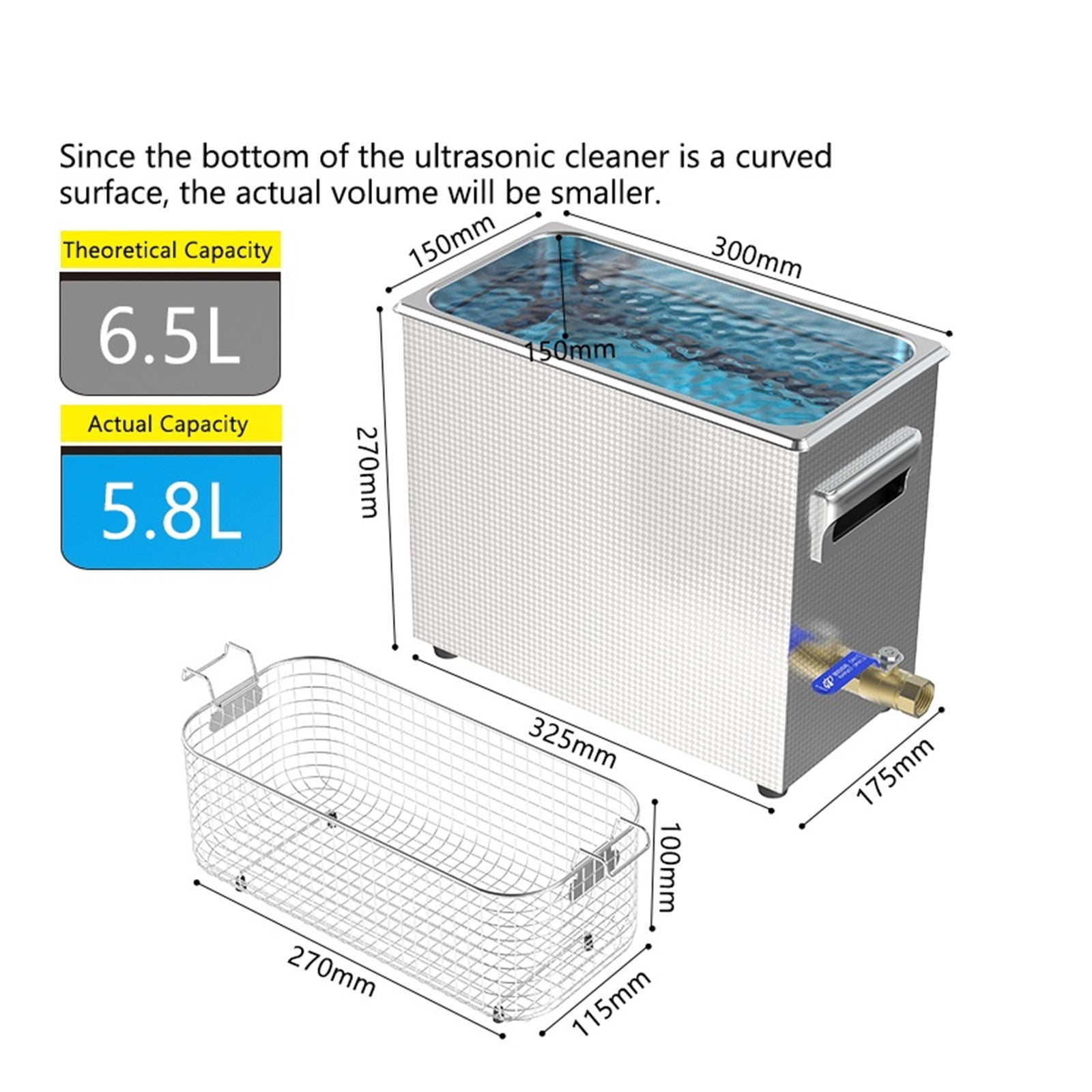 Multi-frequency Ultrasonic Cleaner 6.5L 28/40/68/80/120KHz Options 150W Ultrasound Washer Laboratory Use