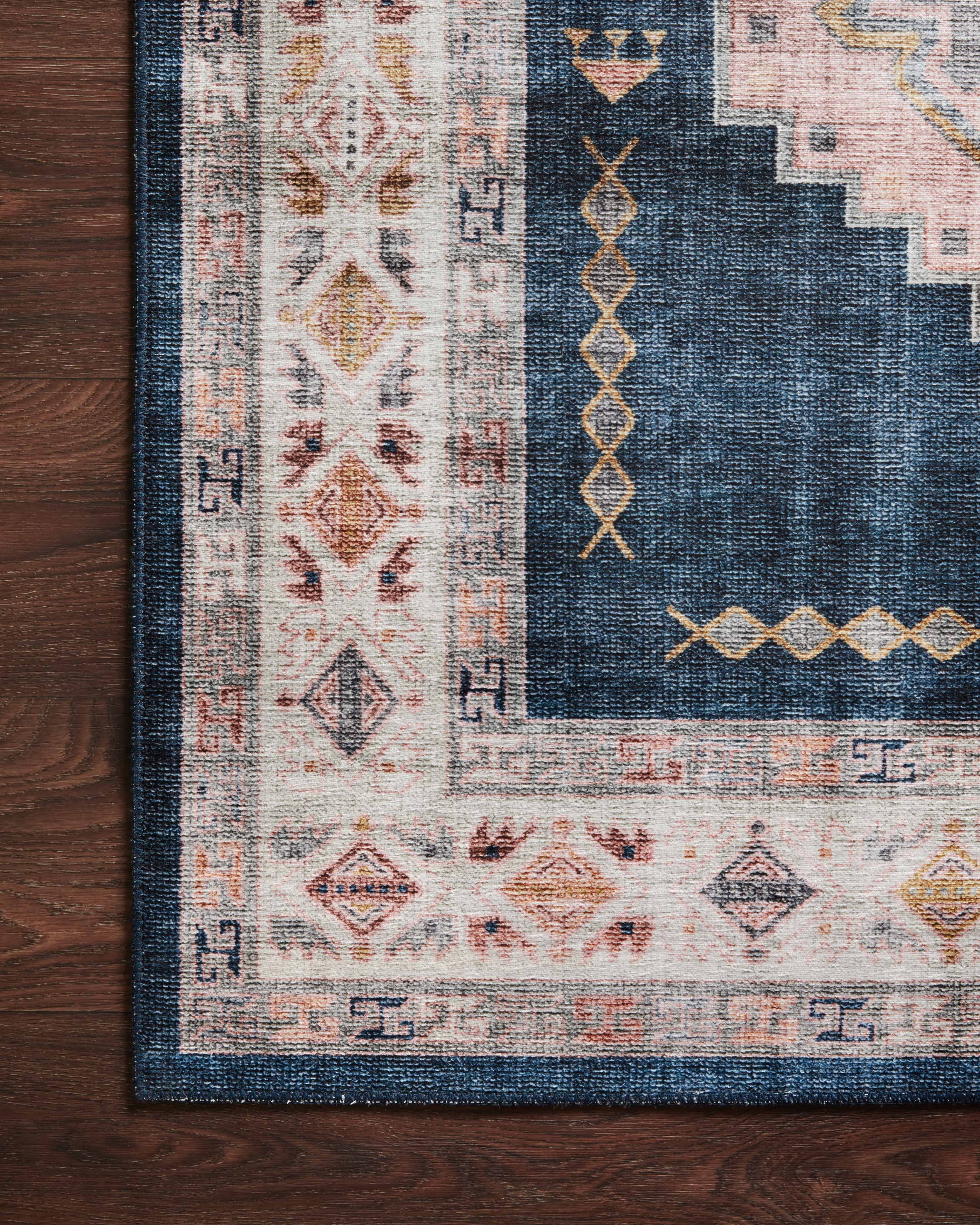 Loloi Heidi Collection HEI-03 Denim / Blush, Southwestern Area Rug 3'-6" x 5'-6"
