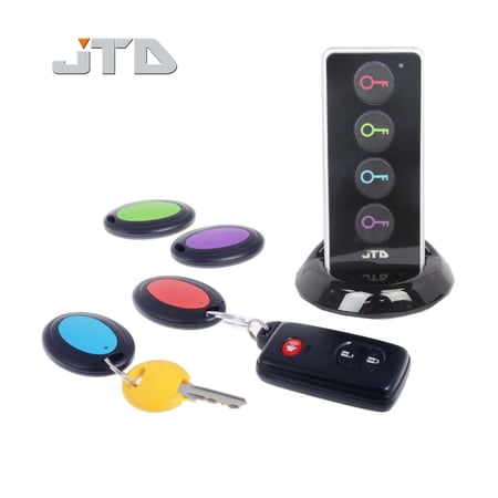 JTD Wireless RF Item Locator/Key Finder with LED flashlight and base support. With 4 Receivers Key Finder-Wireless key RF locator  Remote Control  Pet  Cell  Wireless RF Remote Item  Wallet Locator