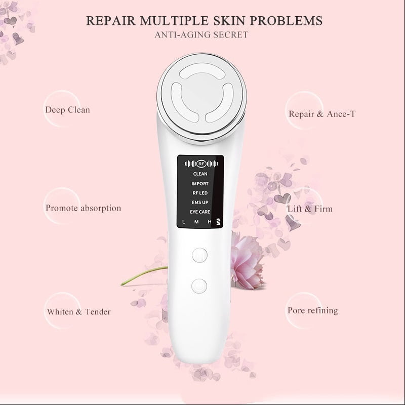 Advanced Facial Massager with Red and Blue Light Therapy for Skin Rejuvenation and Cleansing