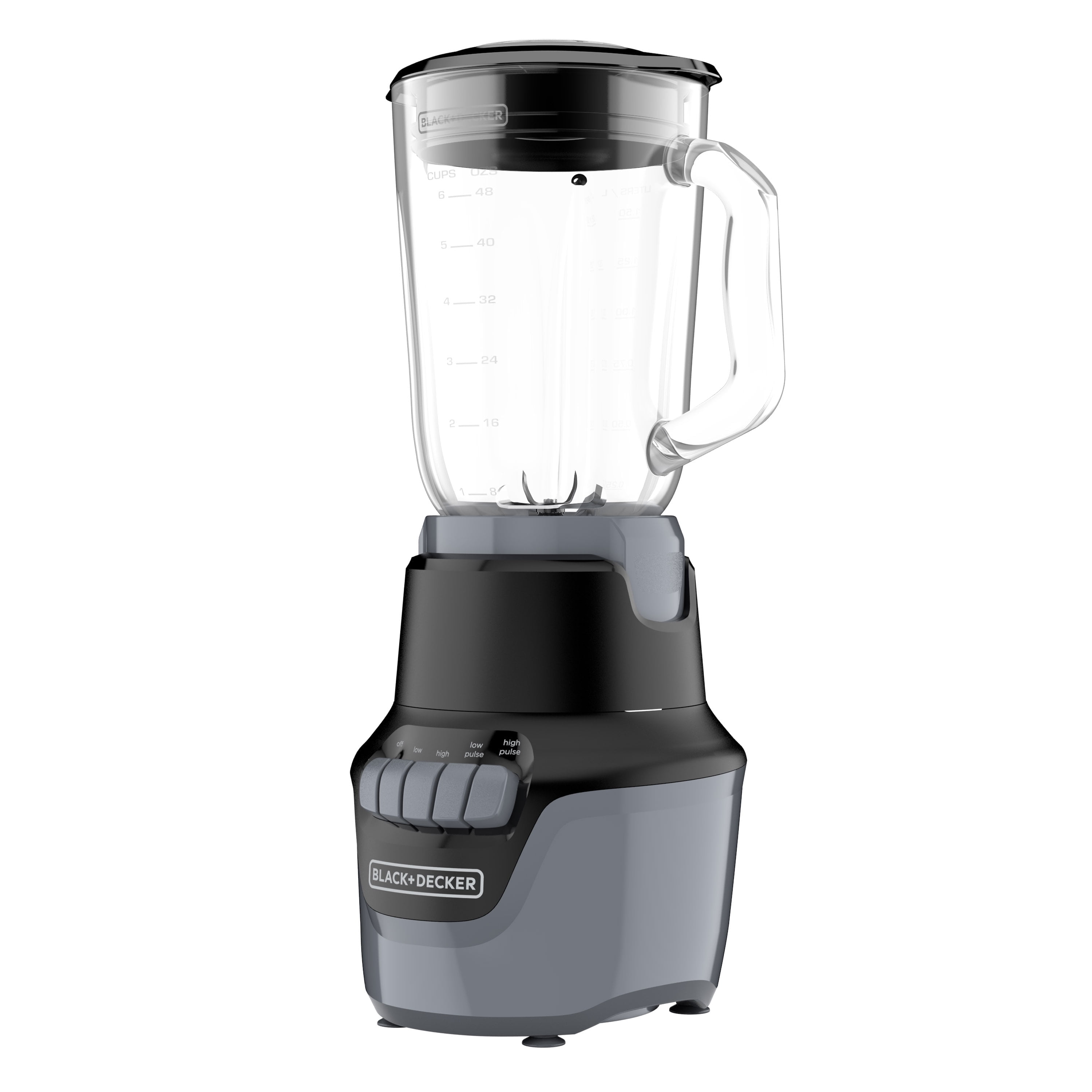 Open Box BLACK + DECKER Performance Helix™ Blender, 800 Watts, 48 Oz (6-cup) Perfect Pour Glass Blending Jar, Black & Gray, BL1600BG-1
