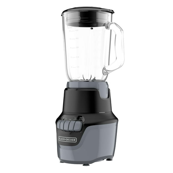 Open Box BLACK + DECKER Performance Helix Blender, 800 Watts, 48 Oz (6-cup) Perfect Pour Glass Blending Jar, Black & Gray, BL1600BG-1