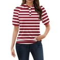 thumbnail image 2 of Tittly Womens T Shirts Soft Womens Tee Shirts Casual Short Sleeve Tops for Women Tops For Women Trendy Short Sleeve Vacation Outfits Blouses Casual Summer Collared Shirts Red, 2 of 7