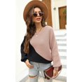 thumbnail image 4 of Women Sweaters-Oversized Chunky Knit Color Block Drop Shoulder Batwing Sleeve Pullover Sweater Tops, 4 of 6