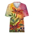 thumbnail image 3 of Babysbule Women's Tops Plus Size Women Short Sleeve Printed V-Neck Tops Tee T-Shirt Blouse, 3 of 4