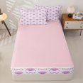 thumbnail image 4 of Manfei Pink Ribbon Bowknot Zipper Full Size Comforter Sets with Fitted Sheet and 2 Pillowcases,Watercolor Ocean Shell Zipper Bedding Set,Pink Reversible,4-Piece, 4 of 7