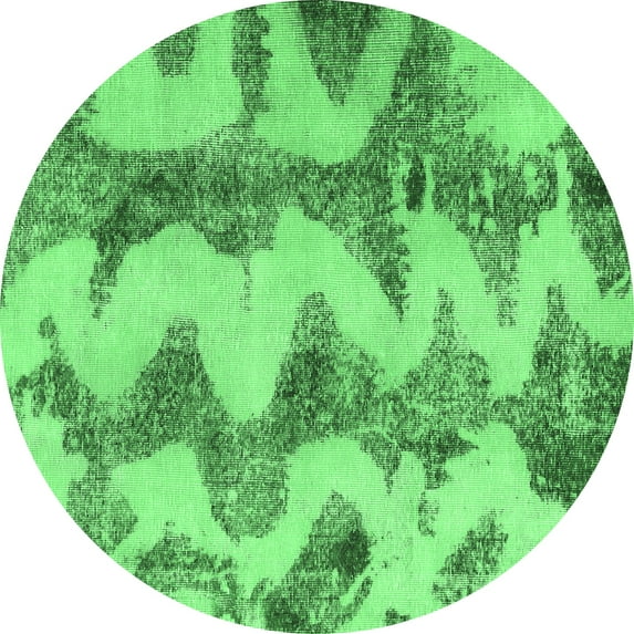Ahgly Company Indoor Round Abstract Emerald Green Modern Area Rugs, 6' Round