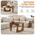 thumbnail image 7 of Modern Glass Coffee Table with Tempered Glass Top & Wood Base, Reception Office Tables, Minimalist Side Table for Living Room Bedroom, 7 of 7