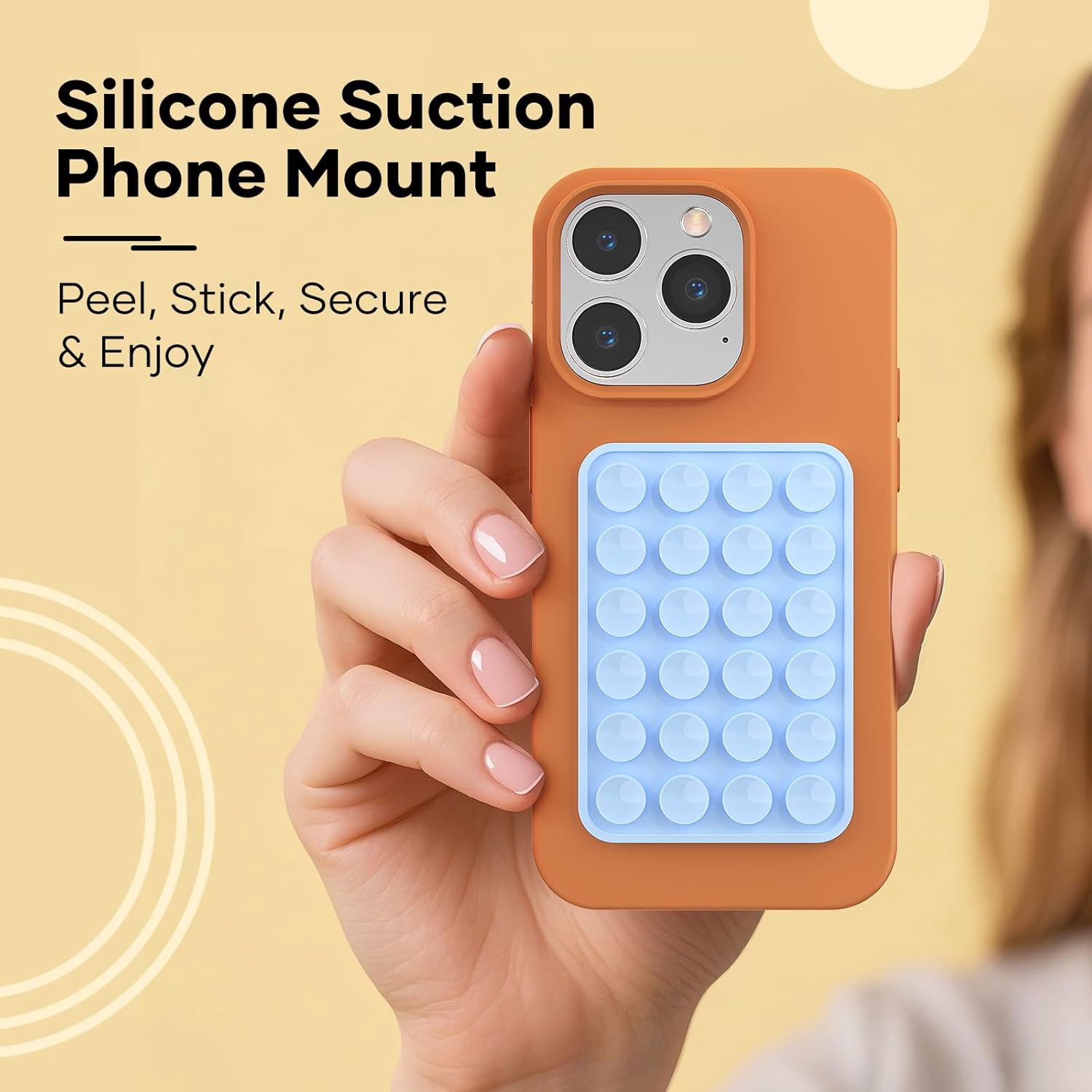 MKEUDQ-Silicone Phone Sticky Grip, Suction Phone Case Mount for iPhone and Android, Hands-Free Sticky Cell Phone Grip, Mobile Fidget Mirror Holder for Selfies and Videos