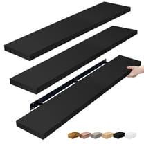 Sorbus 55in Extra-Long Floating Shelves, Wall-Mounted Storage with Hidden Brackets, Black 3-Pack