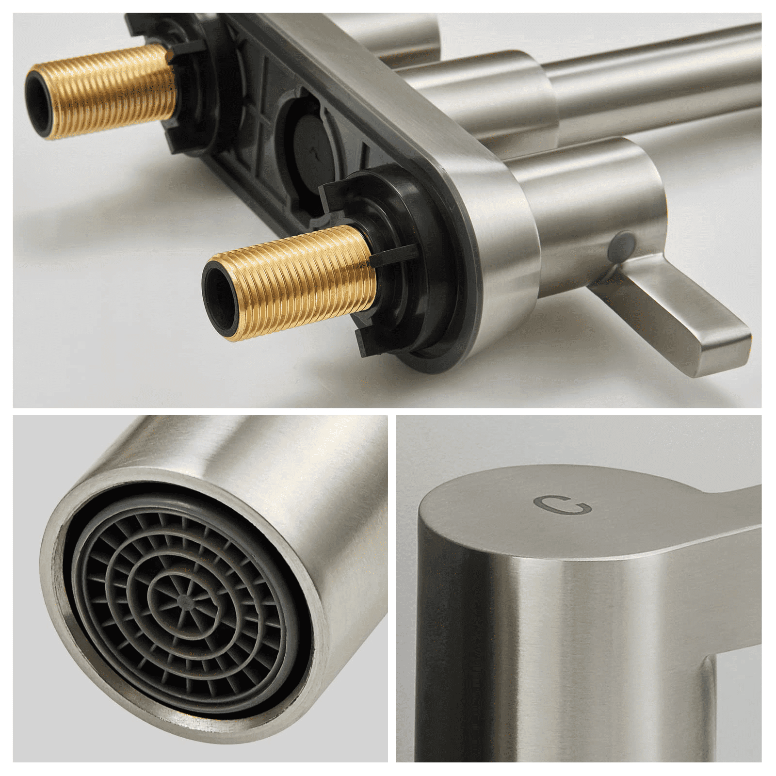 Bathroom Faucet 2 Handle Centerset Bathroom Sink Faucet with Pop Up Drain Assembly, 4 Inches Bathroom Vanity Lavatory Faucet 3 Holes Brushed Nickel