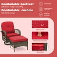 thumbnail image 5 of MELLCOM 5-Piece Patio Set, Outdoor Swivel Rocking Chairs, Wicker Bistro Set with Thickened Cushions, Glass Table and Ottomans for Backyard, Garden, Wine Red, 5 of 9