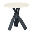 thumbnail image 2 of Powell Mays Coastal Round Indoor Accent Side Table, 22" Tall, Distressed Blue/Cream, 2 of 11