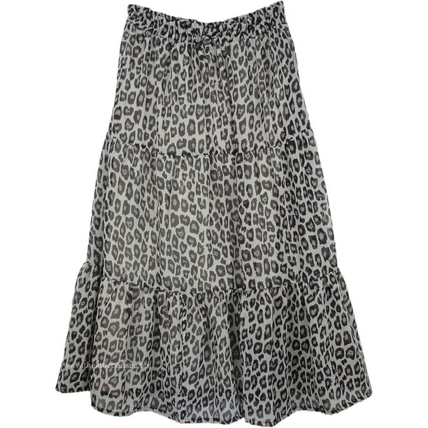 TLB - Women`s Animal Print Chiffon Skirt with Elastic Waist - Walmart ...