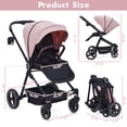 thumbnail image 2 of Cochecito plegable para bebé con asiento alto, carrito convertible para recién nacido y niño pequeño, respaldo reversible, cesta y portavasos, 2 of 7