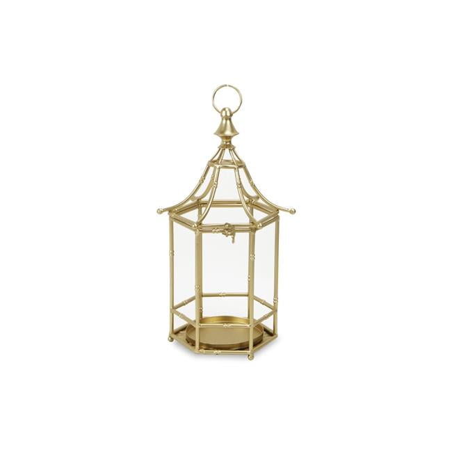 Cheungs 5572GD Golden Bamboo Style Metal Lantern with Hanging Loop Cheungs 5572GD Golden Bamboo Style Metal Lantern with Hanging Loop