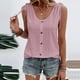 thumbnail image 5 of Playeras,Blusas y Tops,Ropa para Mujer Mujeres camisetas sin mangas Dressy Casual Mujeres sueltas cuello en U sin mangas Tops Casual Color plisado ojal verano camisas chaleco blusa (PK2, XXL), 5 of 7