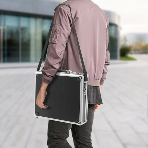 Premium Aluminum Alloy Locking Briefcase with Combination Lock, Sponge Padding, and Tool Lock for Secure Storage of Documents, Laptops & Valuables - Black