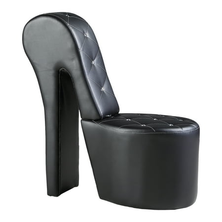 Best Master Furniture's High Heel Faux Leather Shoe Chair with Crystal Studs, Multiple Colors