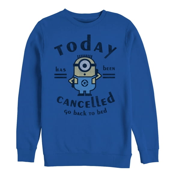 Men's Despicable Me Minion Today Cancelled Sweatshirt Royal Blue 3X Large
