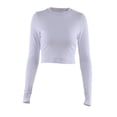 thumbnail image 2 of TRKIYQC Tops cortos de primavera para mujer, camiseta ajustada de manga larga con cuello redondo acanalado de color sólido TRKIYQC moda, 2 of 4