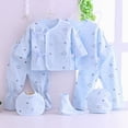 thumbnail image 2 of CAUYDY Preemie Baby Clothes Newborn Boys Girls Outfit Long Sleeve Pajamas Pants Hat Bib Bellyband Cotton 7PCS Layette Set for Infant Fall Winter 0 3 6 Months (Sizes 0-3 Months,Sky Blue), 2 of 6