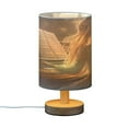 thumbnail image 2 of WOBOGO Blonde Lass Playing The Piano Bedroom Table Lamp USB Power Connector Wooden Base Round Linen Shade For Living Room Desk, 2 of 7
