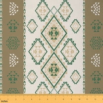 Homewish Vintage Aztec Geometric Fabric by the Yard 2 Yard,Rustic Farmhouse Cabin Room Decor Fabric by the Yard,Green Beige Fabric for Sewing For Adults,Luxury Bedroom Decor