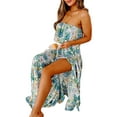 thumbnail image 6 of KelaJuan Women Bohemian Long Dress Summer Floral Print Slit Flowy Sleeveless Beach Dress Party Streetwear, 6 of 7