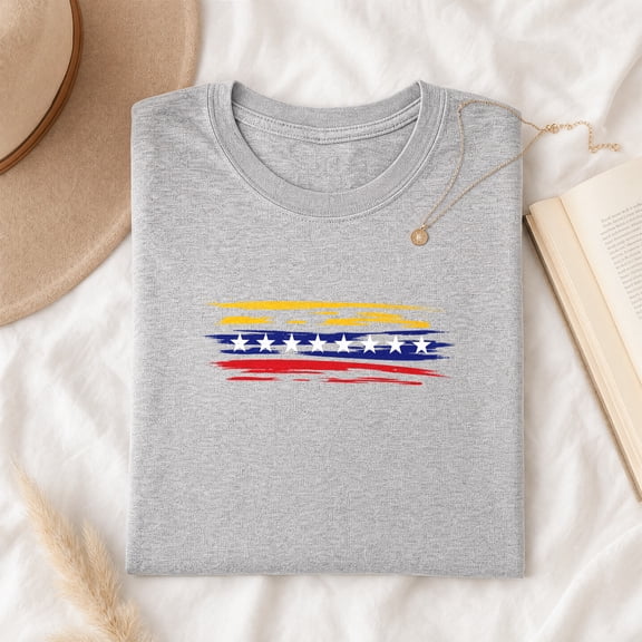 Jollimate Womens Venezuela Flag Graphic T-Shirt Distressed Brush Stars Shirt Venezuelan Pride Gift
