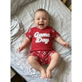 thumbnail image 5 of BemeyourBBs Toddler Baby Boy Game Day Football Outfit Infant Baby Boys Summer Clothes 6 12 18 24 Months 2 3 4 Years Short Sleeve Soccer Letters Print T Shirt Tops with Pockets Shorts 2Pcs Set, 5 of 9