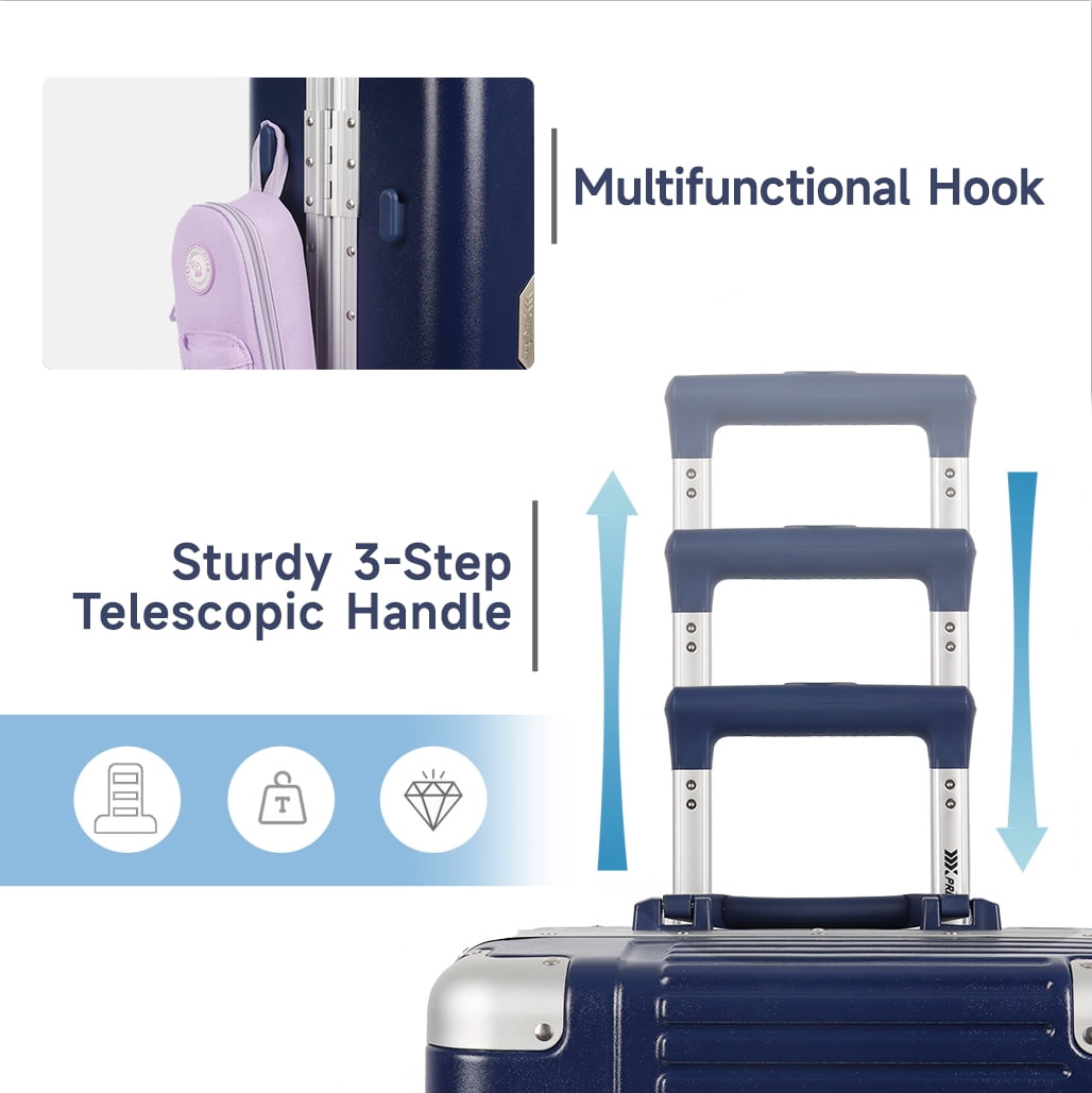 New York Xpress 20" Zipperless Carry-on Luggage Hardside Suitcase with Double TSA Lock & Aluminum Frame, Blue - AL1377