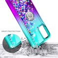 thumbnail image 3 of OnePlus Nord N200 5G Phone Case with Tempered Glass Screen Protector (Full Coverage), Nagebee Sparkle Glitter Liquid Bling [Ring Holder & Wrist Strap] Women Girls Cute Case (Aqua/Purple), 3 of 6