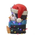 thumbnail image 2 of Garden Elements Fiberglass Indoor Christmas Figurine Statue Decor, Baby Penguin Holding Christmas Lights, 24", 2 of 4