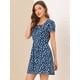 thumbnail image 4 of Vestido De Manga Corta Y Estampado Floral De Corazón De Estrella Por Encima de la rodilla Para Mujer Azul Floral XS, 4 of 6