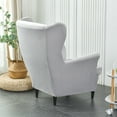 thumbnail image 4 of CJC Stretch 2-Piece Polyester Wingback Chair Covers, Light Gray, 4 of 9