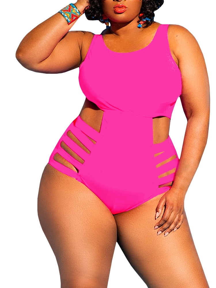 pink plus size bathing suit