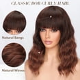 thumbnail image 3 of Short Wavy Wig with Bangs for Women Shoulder Length Bob Curly Women's Charming Synthetic Wigs with Natural Wavy Black To Brown Heat Resistant Hair for Daily Party Use, 3 of 7