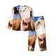 thumbnail image 1 of Balery Blue Sky Meadow Cute Cow Conjunto de Pijama con Estampado para Mujer, Conjunto de Dos Piezas con Manga Larga, Ropa de Dormir Suave con Bolsillos, Pijamas Cómodos-X-Large, 1 of 7