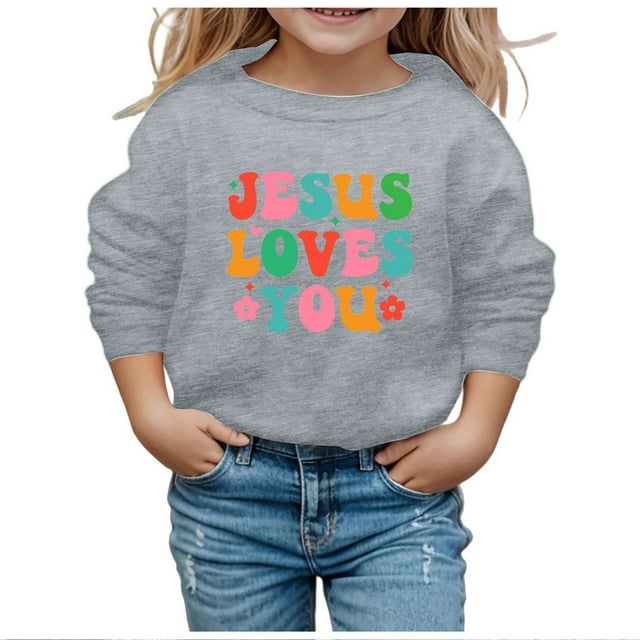 MIASHUI Chandail en Molleton Fille Manches Longues Doux Graphique Col Rond, Gris, 4-5 Ans