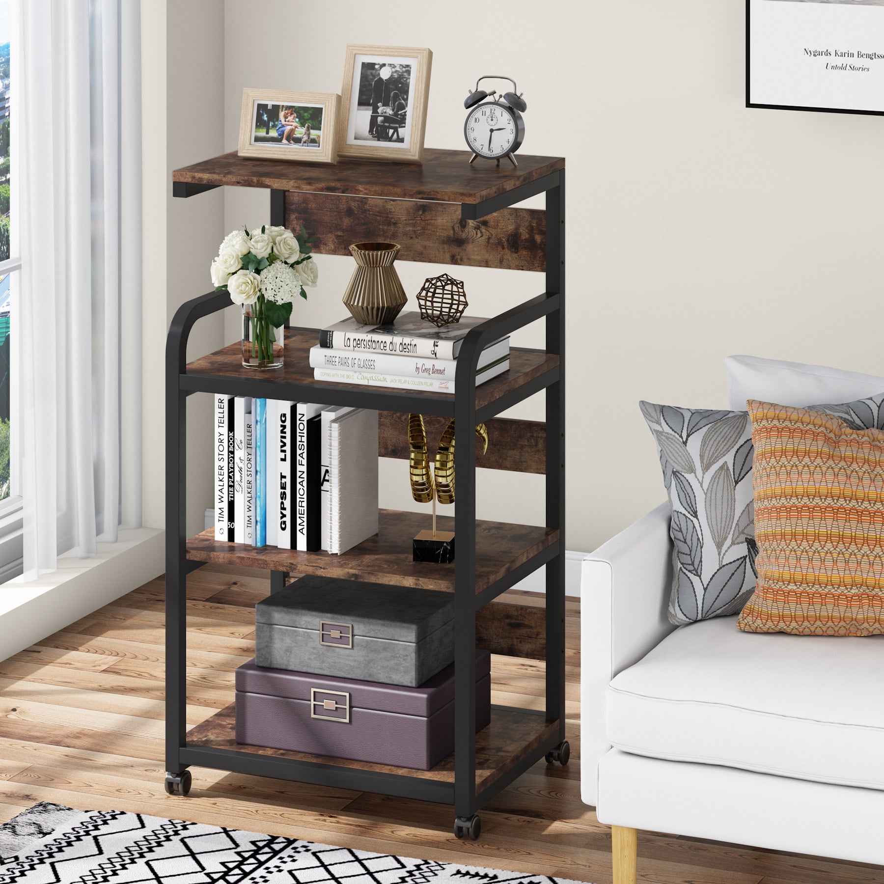 Tribesigns 4Shelf Mobile Printer Stand with Storage Shelves, Rolling