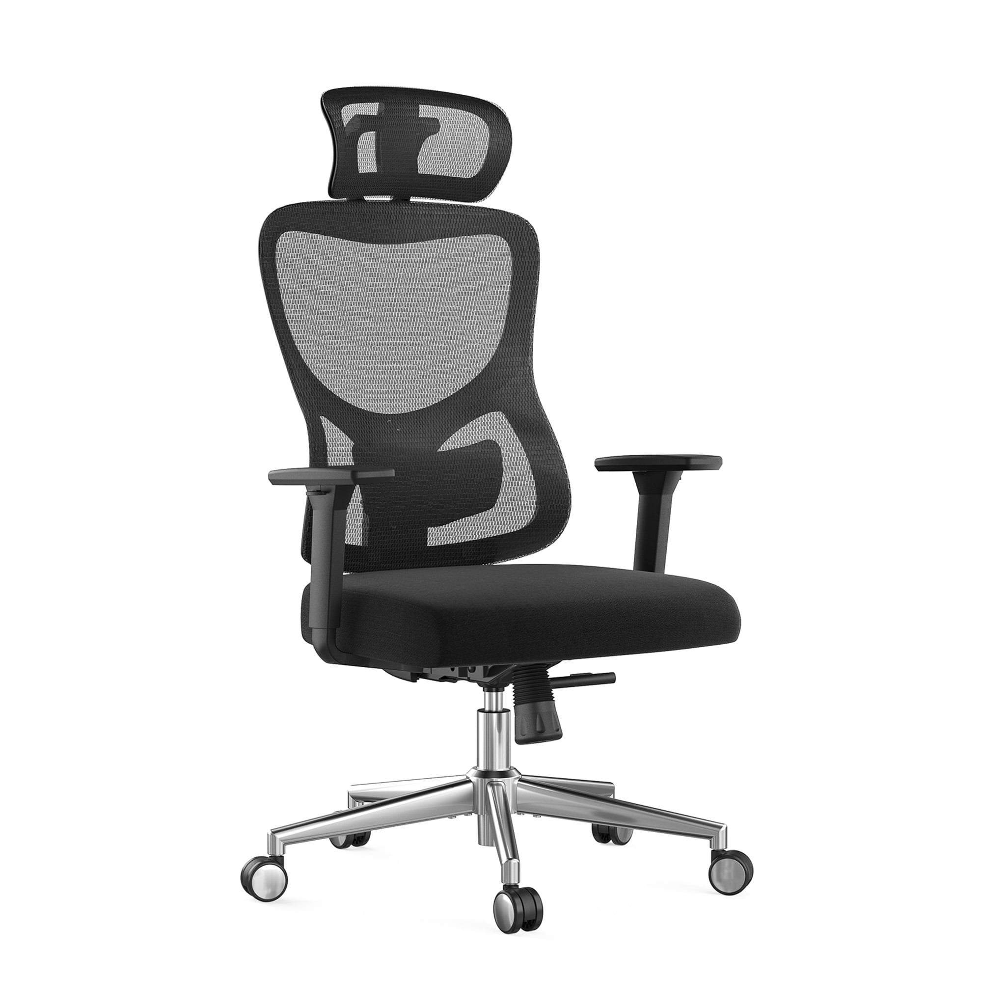 MAYEERTY Ergonomic Mesh Home Office Chair with Headrest, Adjustable Lumbar Support, 3D Armrests, Black