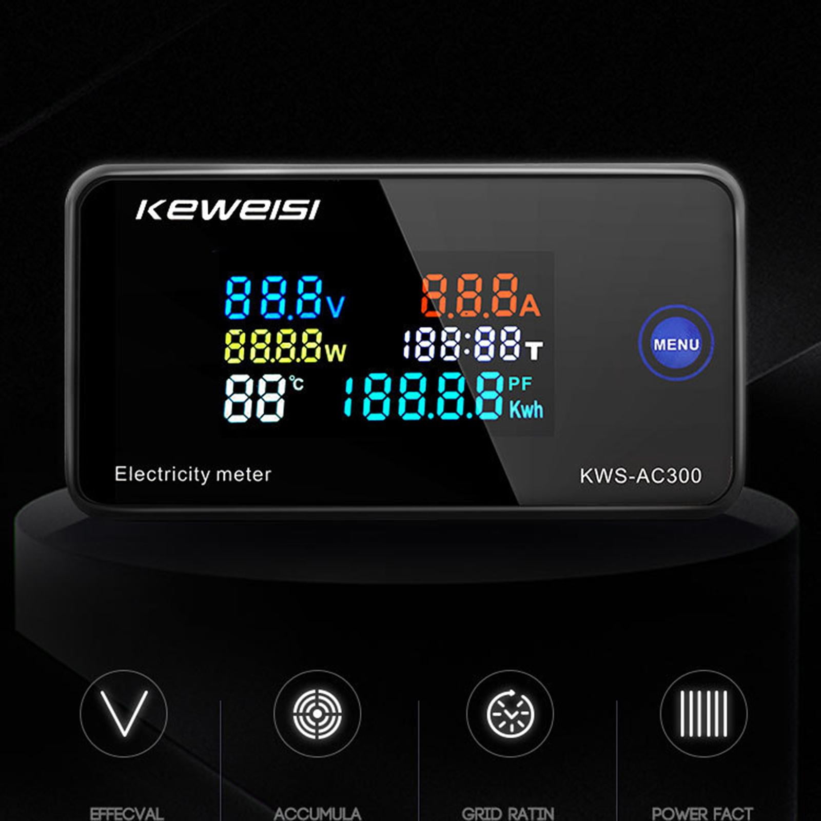 multifunctional 100A Electricity Meter with Display Digital Ampermeter Power Voltmeter Ammeter Watt Temperature Multimeter Usage Monitor closed
