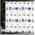 thumbnail image 3 of Ambesonne Cinco de Mayo Shower Curtain, Skulls Bones Flora, 69"Wx75"L, Azure Blue Multicolor, 3 of 4