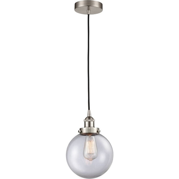 616-1PH-SN-G202-8-LED-Innovations Lighting-Beacon - 1 Light Mini Pendant In Industrial Style-11.5 Inches Tall and 8 Inches Wide Brushed Satin Nickel